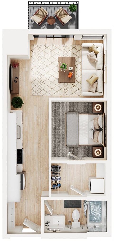 arial view of our studio apartment at university gardens in tempe across from the asu